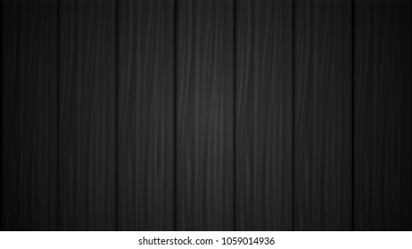 Black Wood Background. Vector Dark texture for walls 