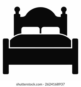 Vector de cama de madera negro sobre fondo blanco.