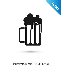 Black Wooden beer mug icon isolated on white background.  Vector Illustration