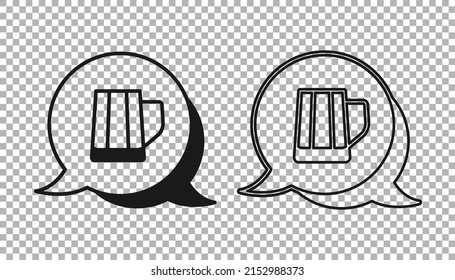 Black Wooden beer mug icon isolated on transparent background.  Vector