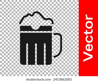 Black Wooden beer mug icon isolated on transparent background.  Vector