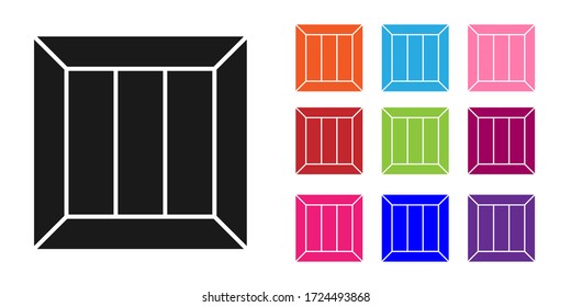 Black Wooden box icon isolated on white background. Set icons colorful. Vector Illustration