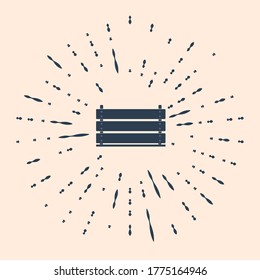 Black Wooden box icon isolated on beige background. Grocery basket, storehouse crate. Empty wooden container for vegetables, products. Abstract circle random dots. Vector Illustration