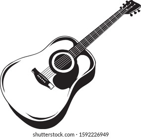 Black wooden classical music box Guitar graphic designing vector Silhouette