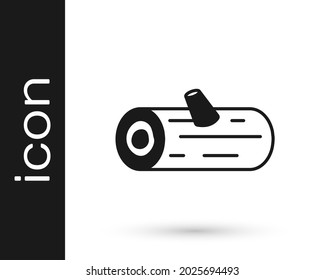 Black Wooden logs icon isolated on white background. Stack of firewood.  Vector