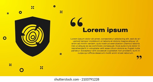 Black Wooden logs icon isolated on yellow background. Stack of firewood.  Vector