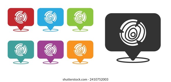 Black Wooden logs icon isolated on white background. Stack of firewood. Set icons colorful. Vector