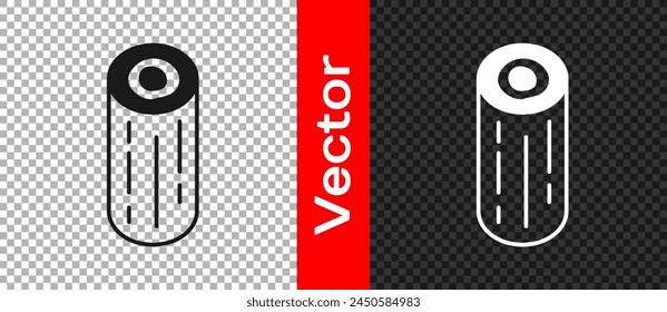 Black Wooden logs icon isolated on transparent background. Stack of firewood.  Vector