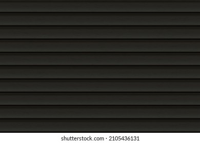 Black wooden, metal, or plastic seamless texturated siding pattern of building cladding. Abstract vector pattern with texture. Horizontal wall decor for warehouse facade. Vinyl floor backhround