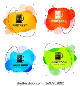 Black Wooden mug icon isolated on white background. Set abstract banner with liquid shapes. Vector Illustration