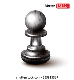 black wooden pawn , chess piece ,  icon figure , isolated on white background vector