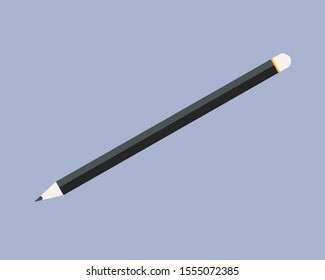  Black wooden pencil. vector illustration