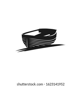 Black Wooden Row Boat Design Ocean River Logo Vector