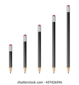 Black wooden sharp pencils