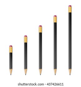 Black wooden sharp pencils