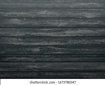 Black wooden textured background. Kitchen table or cutting board template. Vector illustration.