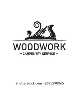 black woodworking carpentry emblem isolated on white background