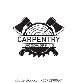 black woodworking carpentry emblem isolated on white background