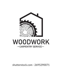 black woodworking carpentry emblem isolated on white background