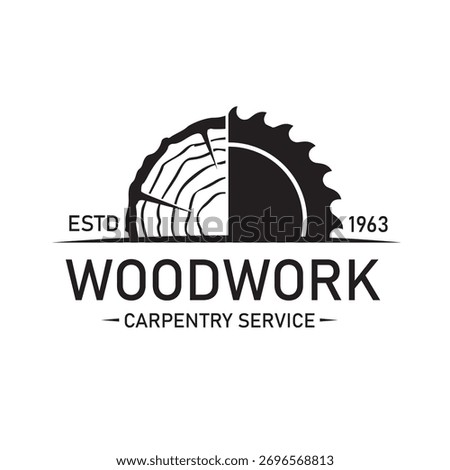 black woodworking carpentry emblem isolated on white background