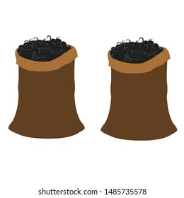 Black Wool in Bags - Cartoon Vector Image