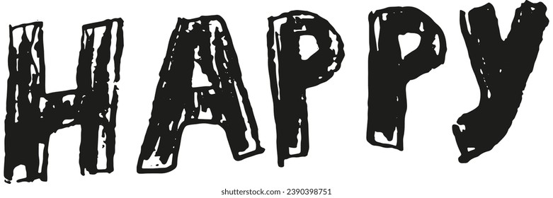 Black word Happy isolated on transparent background. Rough hand-drawn vector text. Child-like font. Vintage doodle element - Powered by Shutterstock - Get 15% off with code: PIKWIZARD15