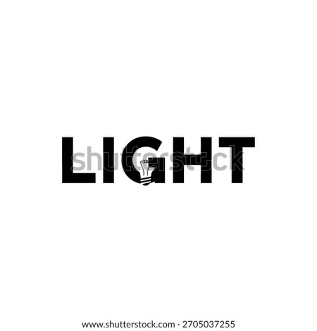 Black word light with lightbulb icon replacing letter g
