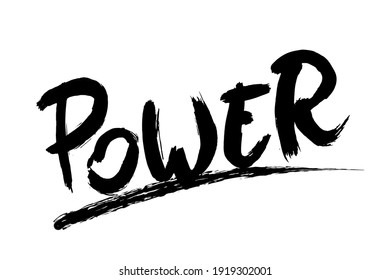 Black word power  on white background. For banner, notebook, t-shirt, postcard. Vector EPS10