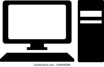 Black work computer, illustration, vector on a white background