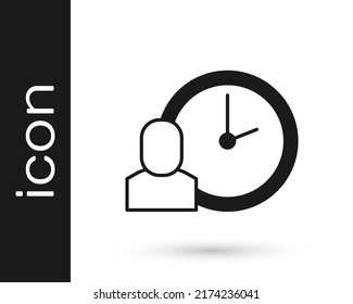 Black Work time icon isolated on white background. Office worker. Working hours. Business briefcase.  Vector