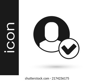 Icono de trabajador negro aislado en fondo blanco. Icono de perfil de usuario de símbolo de avatar comercial. Firma de usuario masculino.  Vector