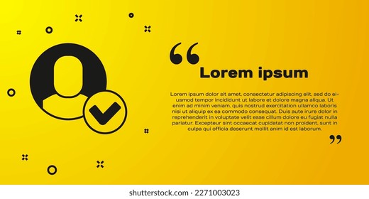 Icono de trabajador negro aislado en fondo amarillo. Icono de perfil de usuario de símbolo de avatar comercial. Firma de usuario masculino.  Vector