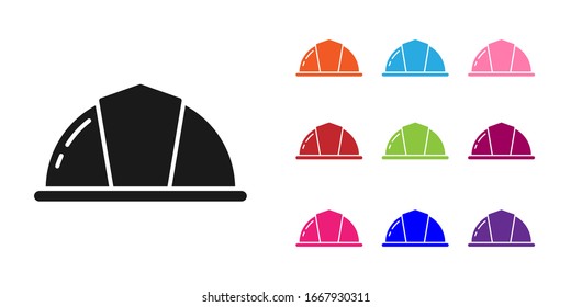 Black Worker safety helmet icon isolated on white background. Set icons colorful. Vector Illustration