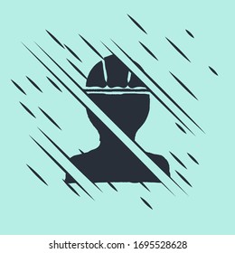 Black Worker safety helmet icon isolated on green background. Glitch style. Vector Illustration