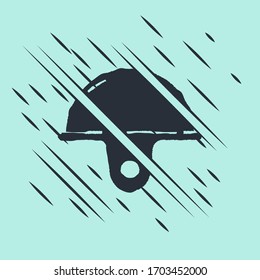 Black Worker safety helmet icon isolated on green background. Glitch style. Vector Illustration