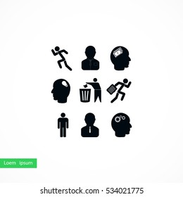 black working businessman icon, flat design best vector icon
