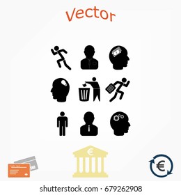 black working businessman icon, flat design best vector icon