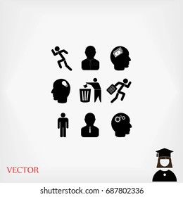 black working businessman icon, flat design best vector icon