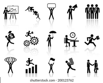 Black Working Businessman Icons Set