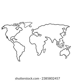 Black World Continent Map. Element Design