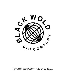 Diseño del logotipo del vector mundial del mundo negro en un estilo moderno para la empresa