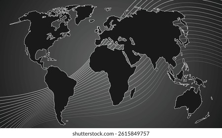 Black world map background template for banner, flyer or business.