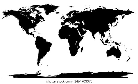 Black world map background. Worldmap stencil on white backdrop