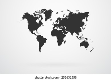 Black World Map Continents Vector