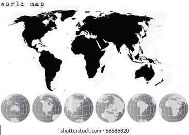 Earth Globe World Map Detail Vector Stock Vector (Royalty Free ...