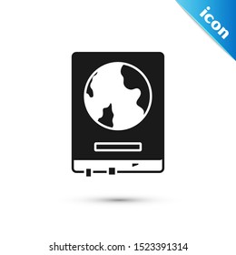 Black World map on a school blackboard icon isolated on white background. Drawing of map on chalkboard.  Vector Illustration