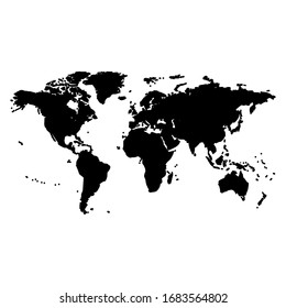 Black world map on white background. Best popular world map vector template for website, design, cover, annual reports, infographics. Vector design
