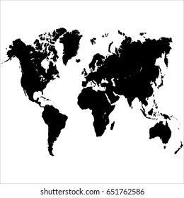 Black world map on white background. Vector illustration.