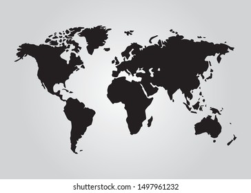Black World Map, Vector Design