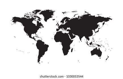 Black World map vector illustration. 